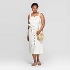 Women's Plus Size Sleeveless Square Neck Button-front Belted Dress - Universal Thread Snowball White