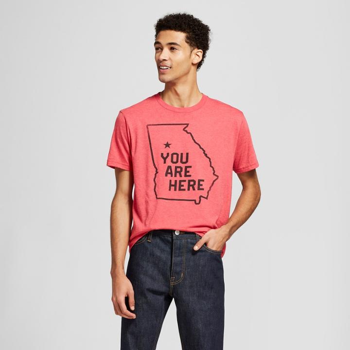 Men's Short Sleeve You Are Here Graphic T-shirt - Awake Red