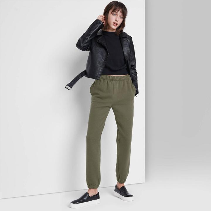 Women's High-rise Vintage Jogger Pants - Wild Fable Olive Green