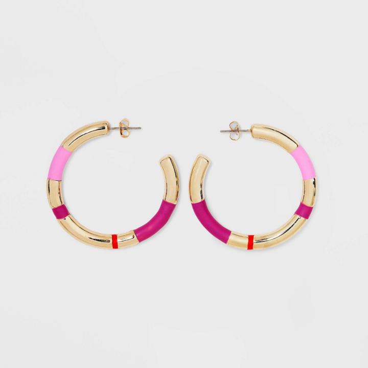 Metal Matte Hoop Earrings - A New Day Pink
