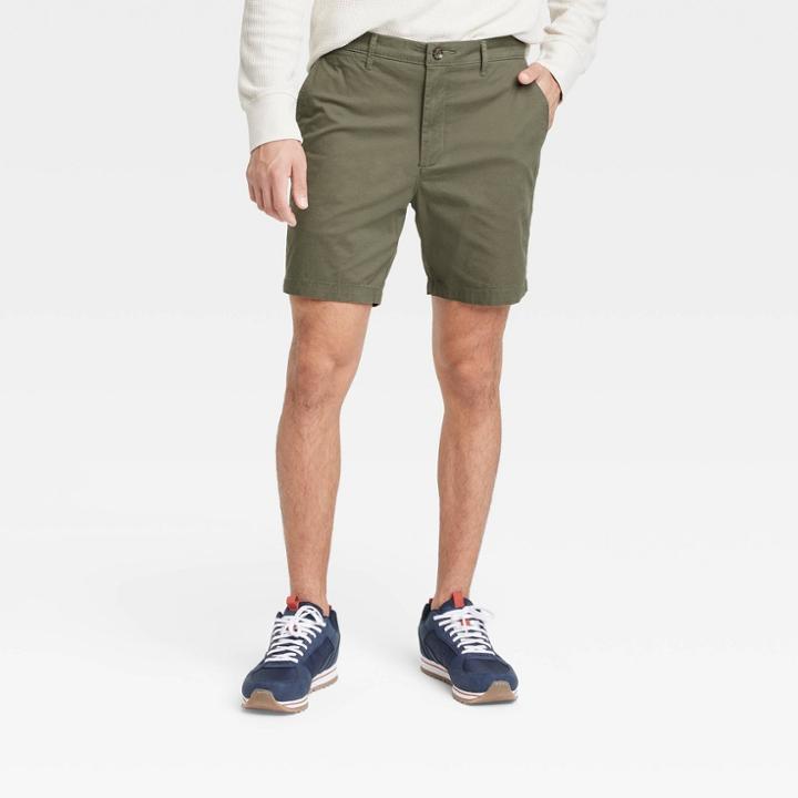 Men's Every Wear 7 Slim Fit Flat Front Chino Shorts - Goodfellow & Co Green