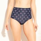 Women's Full Coverage Laser Cut High Waist Bikini Bottom - Kona Sol Navy/blush