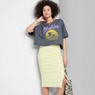 Women's Ascot + Hart Malibu Short Sleeve Cropped Graphic T-shirt - Gray