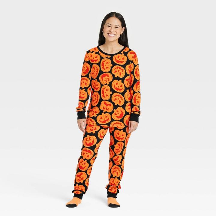 Women's Halloween Pumpkins Matching Family Pajama Set - Hyde & Eek! Boutique Orange