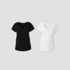 Maternity Short Sleeve V-neck Side Shirred Bundle T-shirt - Isabel Maternity By Ingrid & Isabel Black/white