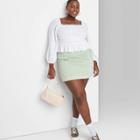 Women's Plus Size Seamed Denim Mini Skirt - Wild Fable Light Green