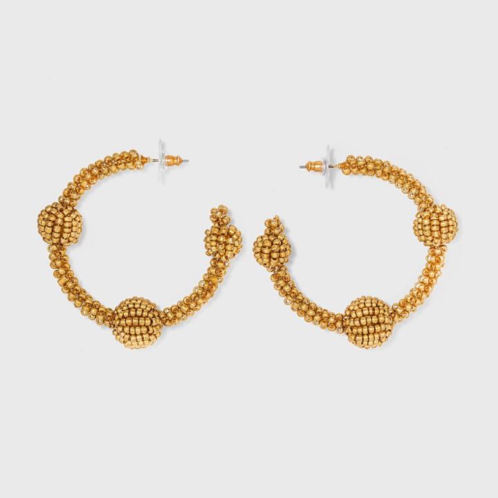 Sugarfix By Baublebar Three Quarter Beaded Hoop Earrings - Gold