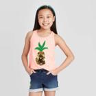 Girls' Flip Sequin Pineapple Tank Top - Cat & Jack Neon Peach Xs, Girl's, Pink