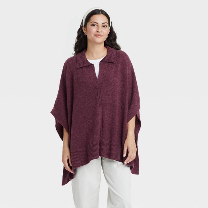 Women's Collar Pullover - A New Day Burgundy