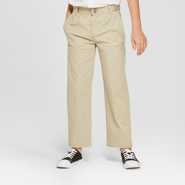Boys' Pleated Uniform Chino Pants - Cat & Jack Khaki (green)