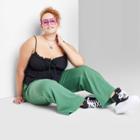 Women's High-rise Wide Leg French Terry Sweatpants - Wild Fable Dark Green