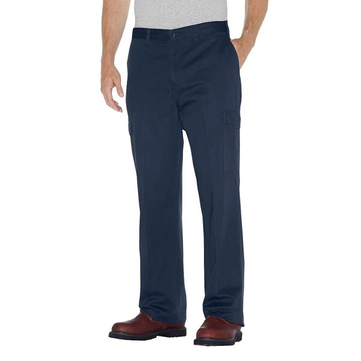 Dickies Men's Big & Tall Loose Straight Fit Cotton Cargo Work Pants- Dark Navy