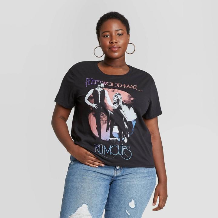 Live Nation Women's Plus Size Fleetwoodmac Rumor Short Sleeve Graphic T-shirt - Black