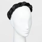 Satin And Velvet Pleated Twist Braid Plastic Headband - A New Day Black