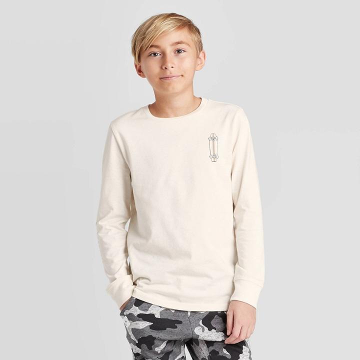 Boys' Long Sleeve T-shirt - Art Class Cream Xs, Boy's, Beige