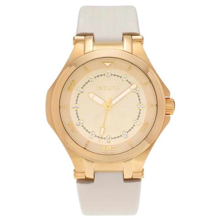Women's Invicta 21756 Wildflower Quartz 3 Hand Gold Dial Strap Watch -