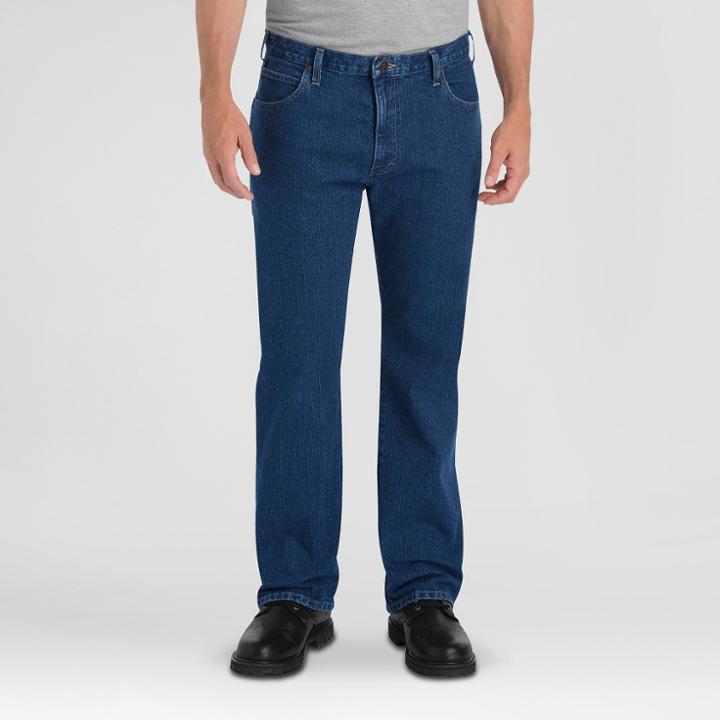 Dickies Men's Big & Tall Relaxed Fit Straight Leg 5-pocket Flex Jean Rinsed Indigo 44x32, Indigo Blue