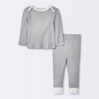 Baby 2pc Waffle Top & Bottom Set - Cloud Island Gray Newborn