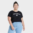 Modern Lux Women's Plus Size Dog Mom Short Sleeve Graphic T-shirt - Black