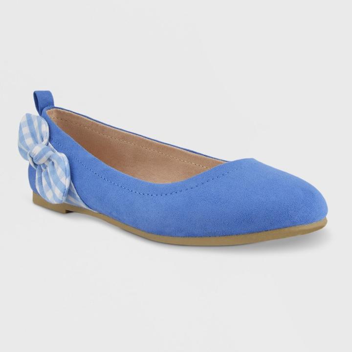 Girls' Britt Ballet Flat Bow - Cat & Jack Blue