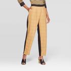 Women's Plaid Mid-rise Straight Leg Color Blocked Pants - Who What Wear Brown