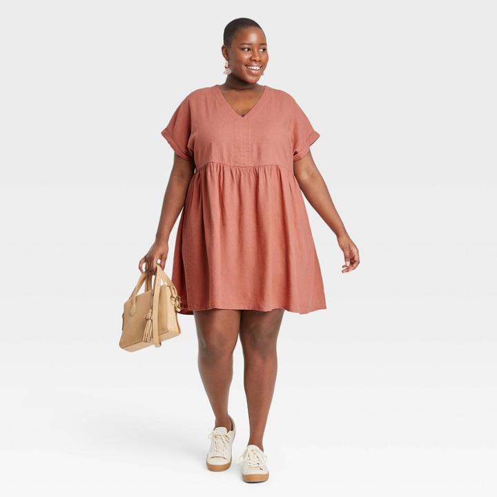 Women's Plus Size Short Sleeve Shirtdress - Universal Thread Blush Pink