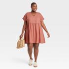 Women's Plus Size Short Sleeve Shirtdress - Universal Thread Blush Pink
