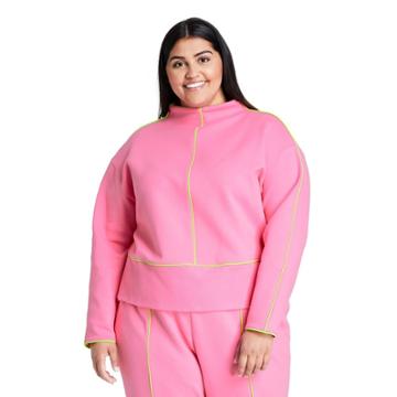 Women's Plus Size Cropped Pullover Sweatshirt - Victor Glemaud X Target Pink