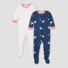 Gerber Baby Girls' 2pk Dreams Footed Pajama - Blue