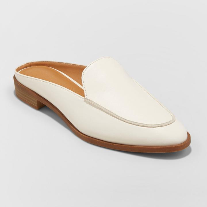 Women's Amber Wide Width Backless Loafer Mules - Universal Thread White 6.5w,