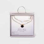 Silver Plated Layered Gold Necklace - A New Day Black Agate