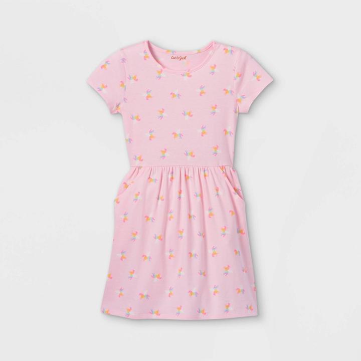 Girls' Printed 'unicorn' Short Sleeve Knit Dress - Cat & Jack