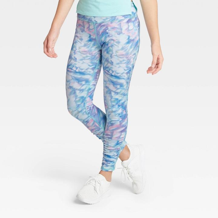 Girls' Ruched Performance Leggings - All In Motion Aqua S, Girl's, Size: