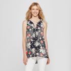 Women's Striped Printed Button Front Tunic - Spenser Jeremy Black/blue