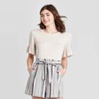 Women's Ruffle Short Sleeve Scoop Neck T-shirt - Knox Rose Cream Xs, Women's, Ivory
