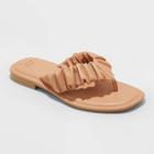Women's Blossom Scrunched Flip Flop Sandals - A New Day Tan