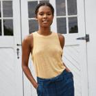 Women's Slim Fit Linen Tank Top - A New Day Yellow