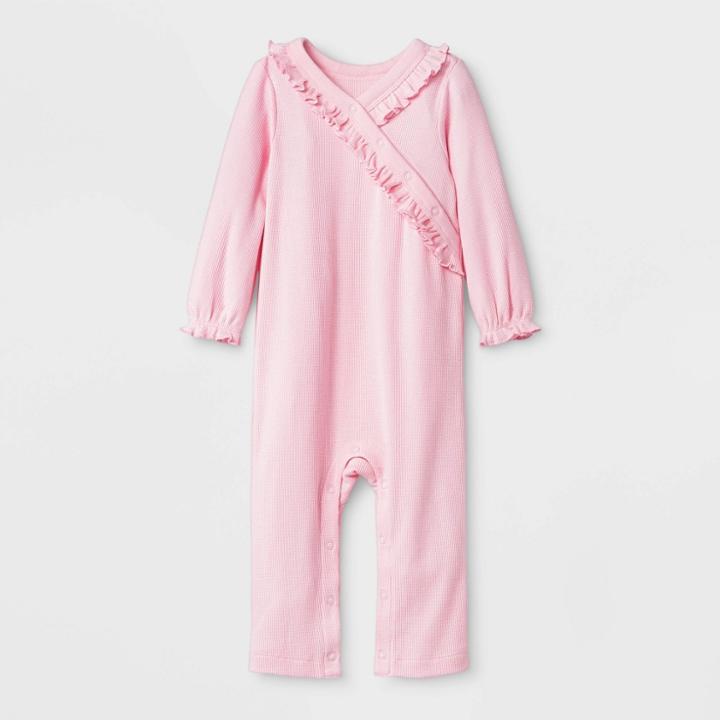 Baby Girls' Thermal Ruffle Romper - Cat & Jack Pink