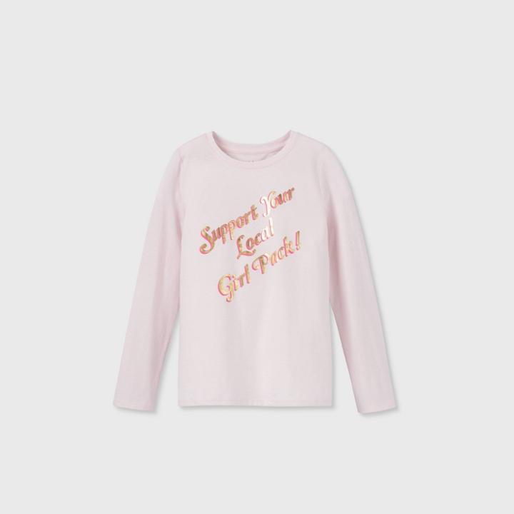 Girls' Long Sleeve 'support Your Local Girl Pack' Graphic T-shirt - Cat & Jack Blush Pink