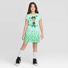 Petitegirls' Disney Minnie Mouse Flip Sequin Short Sleeve Dress - Green