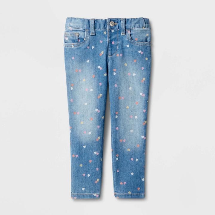 Toddler Girls' Mid-rise Heart Skinny Jeans - Cat & Jack Blue