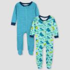 Gerber Baby Boys' 2pk Bug Expert Snug Fit Footed Pajama - Blue