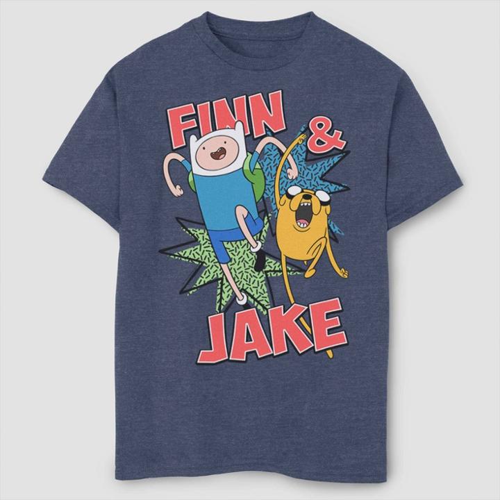 Fifth Sun Boys' Adventure Time Jake And Finn T-shirt - Navy