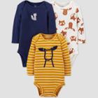 Baby Boys' 3pk Woodland Long Sleeve Bodysuit - Just One You Made By Carter's Off-white/gold/blue