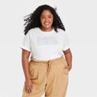 Women's Plus Size Short Sleeve Knit Graphic T-shirt - Ava & Viv White