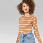 Women's Striped Long Sleeve Off The Shoulder T-shirt - Wild Fable