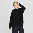 Women's Plus Size Long Sleeve Crew Neck Tunic Pullover Sweater - Prologue Black X