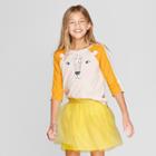 Girls' 3/4 Sleeve Bear Baseball T-shirt - Cat & Jack Oatmeal Heather