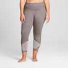 Plus Size Women's Plus Comfort 7/8 Shine Pieced Mid-rise Leggings - Joylab Gray