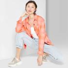 Women's Plaid Long Sleeve Button-down Flannel Shirt - Wild Fable Pink/orange